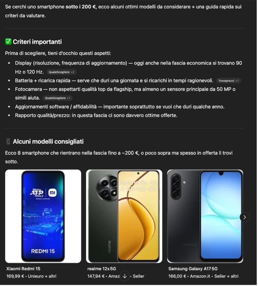 Schermata AI generativa